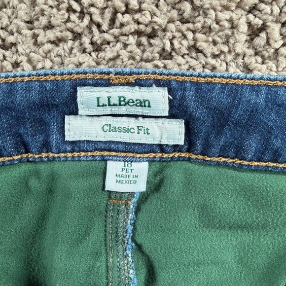 LL Bean Classic Fit fleece lined denim Jeans Blue 18 Petite Warm Winter outdoor - Picture 5 of 12
